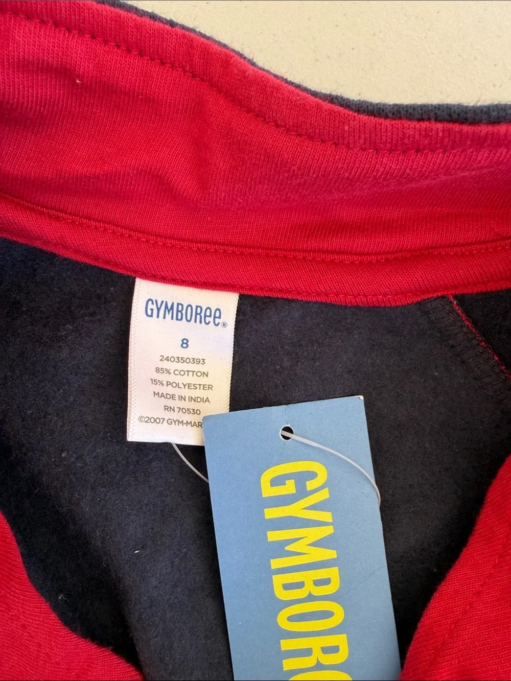 NWT Gymboree Navy Pullover Sweatshirt with Red and White Piping